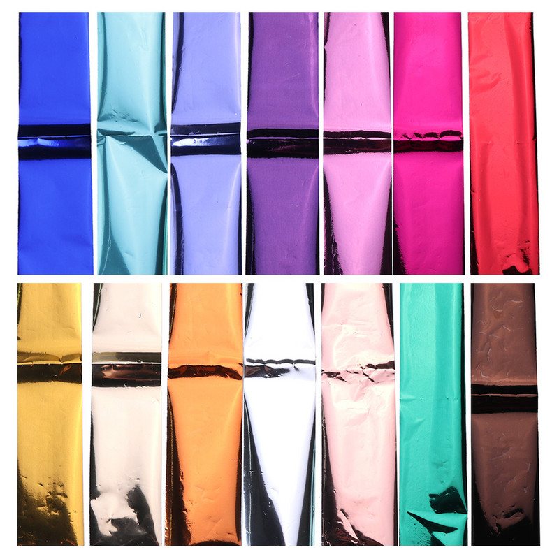 14 τμχ/Σετ Αλουμινένιο Καθρέφτη Νυχιών Αλουμινίου Αυτοκόλλητα Μεταφοράς Μεταλλικό Ροζ Χρυσό Ασημί Φύλλο Νυχιών Χαρτί Wraps Flakes Μανικιούρ TR996