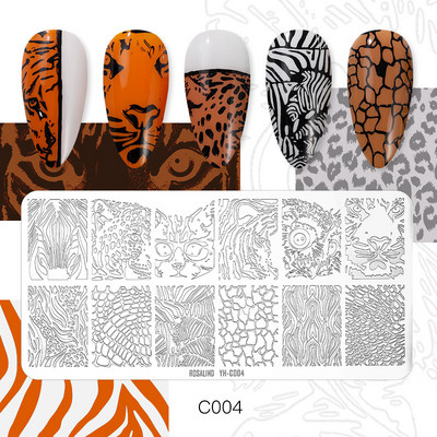 ROSALIND Πλάκα σφράγισης Γυναικεία Πρόσωπο Λουλούδι Φρούτα Γάτα Σκύλος Εικόνα Πρότυπα Νυχιών Τέχνης DIY Σχέδιο Ζωγραφισμένα Ατσάλινα Πρότυπα Πρότυπα Σφραγίδας Πλάκες