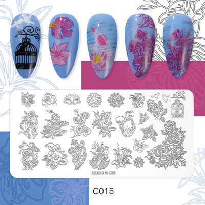 ROSALIND Πλάκα σφράγισης Γυναικεία Πρόσωπο Λουλούδι Φρούτα Γάτα Σκύλος Εικόνα Πρότυπα Νυχιών Τέχνης DIY Σχέδιο Ζωγραφισμένα Ατσάλινα Πρότυπα Πρότυπα Σφραγίδας Πλάκες