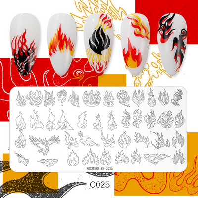 ROSALIND Πλάκα σφράγισης Γυναικεία Πρόσωπο Λουλούδι Φρούτα Γάτα Σκύλος Εικόνα Πρότυπα Νυχιών Τέχνης DIY Σχέδιο Ζωγραφισμένα Ατσάλινα Πρότυπα Πρότυπα Σφραγίδας Πλάκες