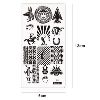 1Pc Tribe Nail Stamping Plates Template Stamping Nail Art Templates Polish Indians & Horse Riding Design DIY Manicure Mezerdoo B13