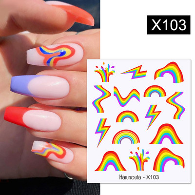 Harunouta Love Heart σχέδια Κόκκινα χείλη Χαλκομανίες με νερό Kiss You Miss You Αυτοκόλλητα Αγγλικά γράμματα Διακόσμηση για τα νύχια του Αγίου Βαλεντίνου