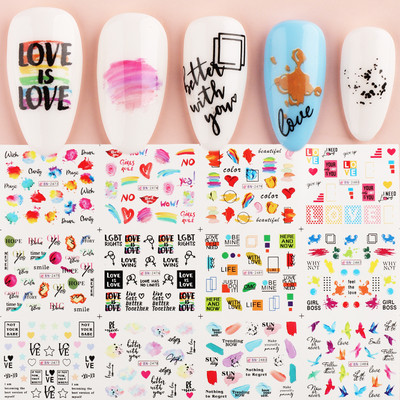 Αυτοκόλλητα νυχιών με αυτοκόλλητα Αγίου Βαλεντίνου Red Love Heart Έρως τόξο Βέλος Αυτοκόλλητο συρόμενο γράμματα Διακόσμηση νυχιών για μανικιούρ LEBN