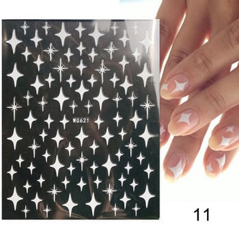 1PC 3D стикери за нокти Черен блясък Сребърна звезда Самозалепващи се плъзгащи се букви Декорации за нокти Стикери Аксесоари за маникюр
