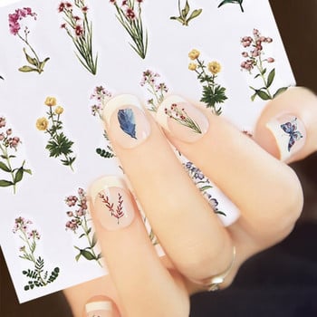 Hot Sell 1Pcs 3D Floral Nail Art Αυτοκόλλητα μεταφοράς νερού Συμβουλές διακόσμησης για μανικιούρ φύλλα λουλουδιών Χαλκομανίες νυχιών Εργαλεία Χονδρική