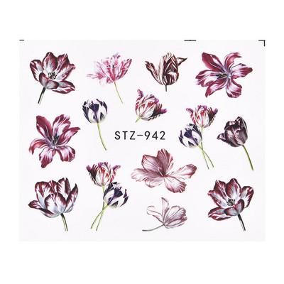 Hot Sell 1Pcs 3D Floral Nail Art Αυτοκόλλητα μεταφοράς νερού Συμβουλές διακόσμησης για μανικιούρ φύλλα λουλουδιών Χαλκομανίες νυχιών Εργαλεία Χονδρική