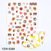 3D αυτοκόλλητα για νύχια Ροζ γάτα με πεντάγραμμο Love Heart Αυτοκόλλητα αυτοκόλλητα αδιάβροχα μανικιούρ μόδας Φύλλο νυχιών Διακοσμήσεις νυχιών