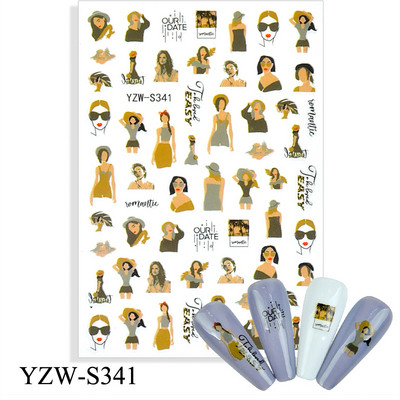 3D αυτοκόλλητα για νύχια Ροζ γάτα με πεντάγραμμο Love Heart Αυτοκόλλητα αυτοκόλλητα αδιάβροχα μανικιούρ μόδας Φύλλο νυχιών Διακοσμήσεις νυχιών