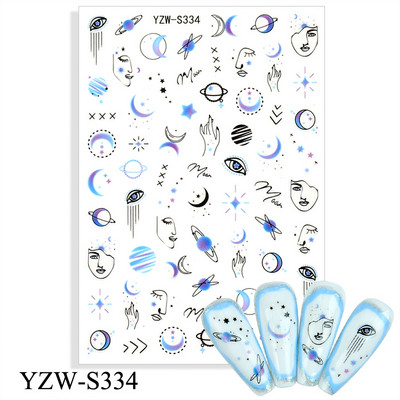 3D αυτοκόλλητα για νύχια Ροζ γάτα με πεντάγραμμο Love Heart Αυτοκόλλητα αυτοκόλλητα αδιάβροχα μανικιούρ μόδας Φύλλο νυχιών Διακοσμήσεις νυχιών