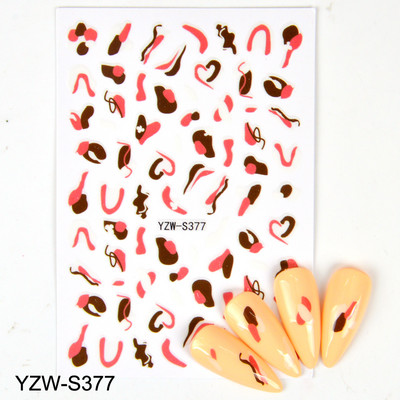 3D αυτοκόλλητα για νύχια Ροζ γάτα με πεντάγραμμο Love Heart Αυτοκόλλητα αυτοκόλλητα αδιάβροχα μανικιούρ μόδας Φύλλο νυχιών Διακοσμήσεις νυχιών