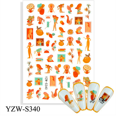 3D αυτοκόλλητα για νύχια Ροζ γάτα με πεντάγραμμο Love Heart Αυτοκόλλητα αυτοκόλλητα αδιάβροχα μανικιούρ μόδας Φύλλο νυχιών Διακοσμήσεις νυχιών