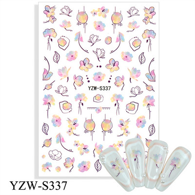 3D αυτοκόλλητα για νύχια Ροζ γάτα με πεντάγραμμο Love Heart Αυτοκόλλητα αυτοκόλλητα αδιάβροχα μανικιούρ μόδας Φύλλο νυχιών Διακοσμήσεις νυχιών