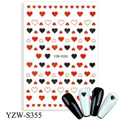 3D αυτοκόλλητα για νύχια Ροζ γάτα με πεντάγραμμο Love Heart Αυτοκόλλητα αυτοκόλλητα αδιάβροχα μανικιούρ μόδας Φύλλο νυχιών Διακοσμήσεις νυχιών