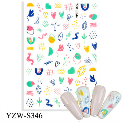 3D αυτοκόλλητα για νύχια Ροζ γάτα με πεντάγραμμο Love Heart Αυτοκόλλητα αυτοκόλλητα αδιάβροχα μανικιούρ μόδας Φύλλο νυχιών Διακοσμήσεις νυχιών