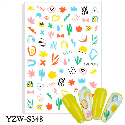 3D αυτοκόλλητα για νύχια Ροζ γάτα με πεντάγραμμο Love Heart Αυτοκόλλητα αυτοκόλλητα αδιάβροχα μανικιούρ μόδας Φύλλο νυχιών Διακοσμήσεις νυχιών