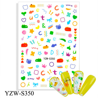 3D αυτοκόλλητα για νύχια Ροζ γάτα με πεντάγραμμο Love Heart Αυτοκόλλητα αυτοκόλλητα αδιάβροχα μανικιούρ μόδας Φύλλο νυχιών Διακοσμήσεις νυχιών