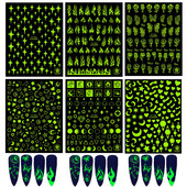 1/6 DB Star Rose Flame Butterfly 3D körömdíszítő csillámos matrica sötétben világító körömmatricák barkácsolj világító hatású körömlakk matrica