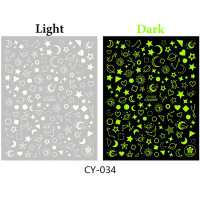 1/6 DB Star Rose Flame Butterfly 3D körömdíszítő csillámos matrica sötétben világító körömmatricák barkácsolj világító hatású körömlakk matrica