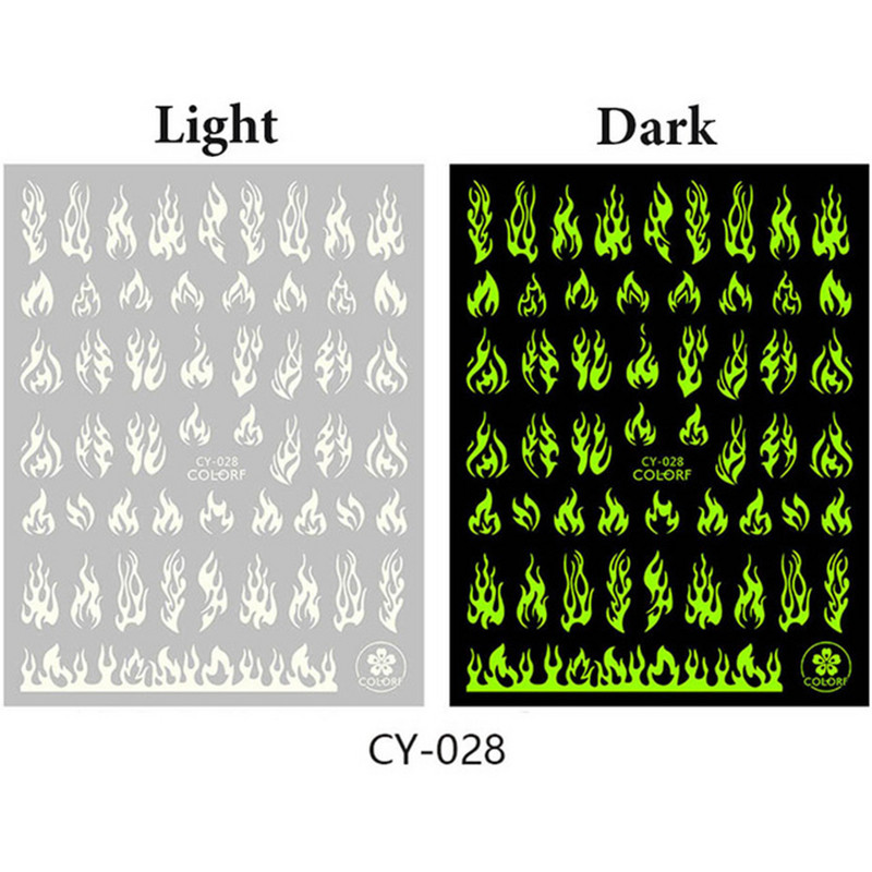 1/6 DB Star Rose Flame Butterfly 3D körömdíszítő csillámos matrica sötétben világító körömmatricák barkácsolj világító hatású körömlakk matrica