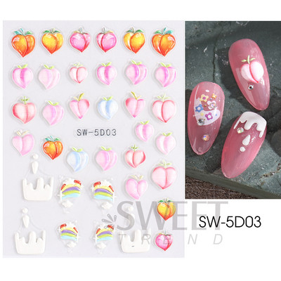 5D απλά αυτοκόλλητα νυχιών με ανάγλυφο λουλούδι Snowdrop Tulip Lace Κομψό συρόμενο σχέδιο γάμου με χαραγμένο DIY ντεκόρ νυχιών SLSTZ-5D30