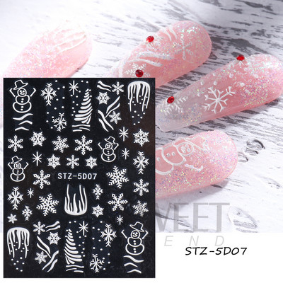 5D απλά αυτοκόλλητα νυχιών με ανάγλυφο λουλούδι Snowdrop Tulip Lace Κομψό συρόμενο σχέδιο γάμου με χαραγμένο DIY ντεκόρ νυχιών SLSTZ-5D30