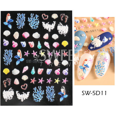 5D απλά αυτοκόλλητα νυχιών με ανάγλυφο λουλούδι Snowdrop Tulip Lace Κομψό συρόμενο σχέδιο γάμου με χαραγμένο DIY ντεκόρ νυχιών SLSTZ-5D30