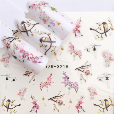 1 PC Αυτοκόλλητο με λουλούδια/ζώα για μεταφορά νερού Αυτοκόλλητα για τα νύχια DIY Συμβουλές για το μοδάτο Εργαλεία μανικιούρ