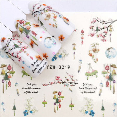 1 PC Αυτοκόλλητο με λουλούδια/ζώα για μεταφορά νερού Αυτοκόλλητα για τα νύχια DIY Συμβουλές για το μοδάτο Εργαλεία μανικιούρ