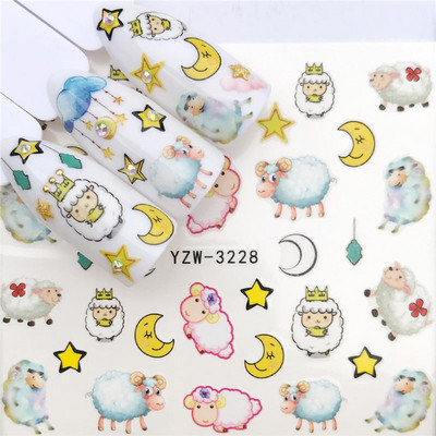 1 PC Αυτοκόλλητο με λουλούδια/ζώα για μεταφορά νερού Αυτοκόλλητα για τα νύχια DIY Συμβουλές για το μοδάτο Εργαλεία μανικιούρ