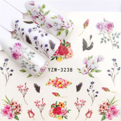 1 PC Αυτοκόλλητο με λουλούδια/ζώα για μεταφορά νερού Αυτοκόλλητα για τα νύχια DIY Συμβουλές για το μοδάτο Εργαλεία μανικιούρ