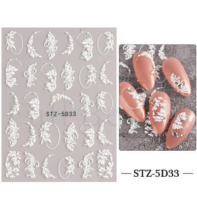 5D nyári virágos köröm dombornyomott matrica elegáns virágos esküvői manikűr design ragasztós csúszka gravírozott körömdísz BESTZ-5D30