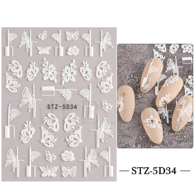 5D nyári virágos köröm dombornyomott matrica elegáns virágos esküvői manikűr design ragasztós csúszka gravírozott körömdísz BESTZ-5D30