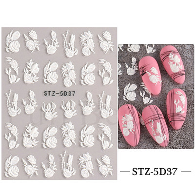 5D nyári virágos köröm dombornyomott matrica elegáns virágos esküvői manikűr design ragasztós csúszka gravírozott körömdísz BESTZ-5D30