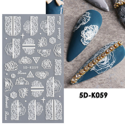 5D nyári virágos köröm dombornyomott matrica elegáns virágos esküvői manikűr design ragasztós csúszka gravírozott körömdísz BESTZ-5D30