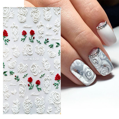 5D nyári virágos köröm dombornyomott matrica elegáns virágos esküvői manikűr design ragasztós csúszka gravírozott körömdísz BESTZ-5D30