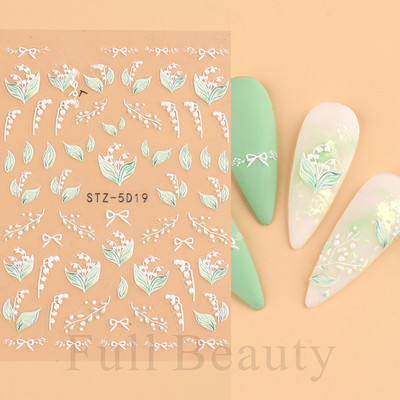 5D nyári virágos köröm dombornyomott matrica elegáns virágos esküvői manikűr design ragasztós csúszka gravírozott körömdísz BESTZ-5D30
