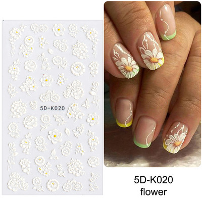 5D nyári virágos köröm dombornyomott matrica elegáns virágos esküvői manikűr design ragasztós csúszka gravírozott körömdísz BESTZ-5D30