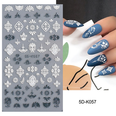 5D nyári virágos köröm dombornyomott matrica elegáns virágos esküvői manikűr design ragasztós csúszka gravírozott körömdísz BESTZ-5D30