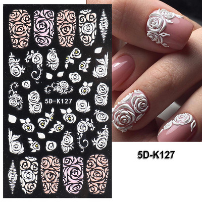 5D nyári virágos köröm dombornyomott matrica elegáns virágos esküvői manikűr design ragasztós csúszka gravírozott körömdísz BESTZ-5D30