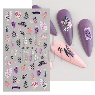 5D nyári virágos köröm dombornyomott matrica elegáns virágos esküvői manikűr design ragasztós csúszka gravírozott körömdísz BESTZ-5D30