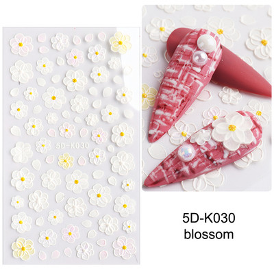 5D nyári virágos köröm dombornyomott matrica elegáns virágos esküvői manikűr design ragasztós csúszka gravírozott körömdísz BESTZ-5D30