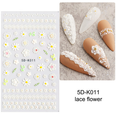 5D nyári virágos köröm dombornyomott matrica elegáns virágos esküvői manikűr design ragasztós csúszka gravírozott körömdísz BESTZ-5D30