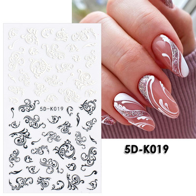 5D nyári virágos köröm dombornyomott matrica elegáns virágos esküvői manikűr design ragasztós csúszka gravírozott körömdísz BESTZ-5D30