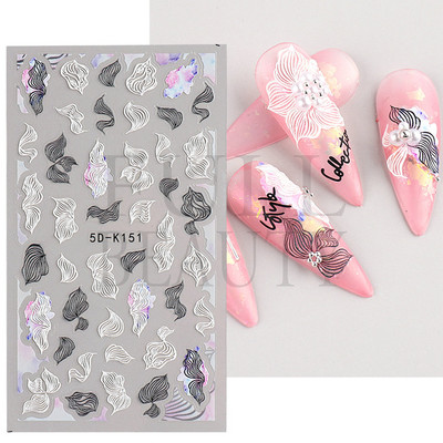 5D nyári virágos köröm dombornyomott matrica elegáns virágos esküvői manikűr design ragasztós csúszka gravírozott körömdísz BESTZ-5D30