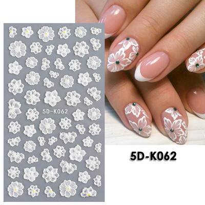 5D nyári virágos köröm dombornyomott matrica elegáns virágos esküvői manikűr design ragasztós csúszka gravírozott körömdísz BESTZ-5D30