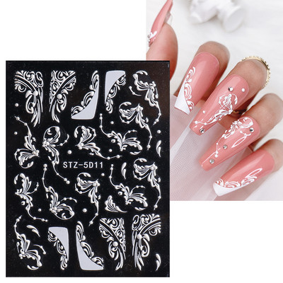 5D nyári virágos köröm dombornyomott matrica elegáns virágos esküvői manikűr design ragasztós csúszka gravírozott körömdísz BESTZ-5D30