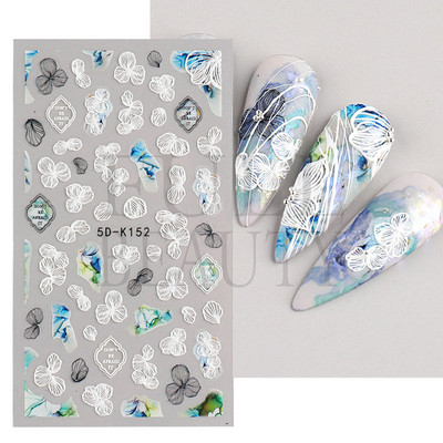 5D nyári virágos köröm dombornyomott matrica elegáns virágos esküvői manikűr design ragasztós csúszka gravírozott körömdísz BESTZ-5D30