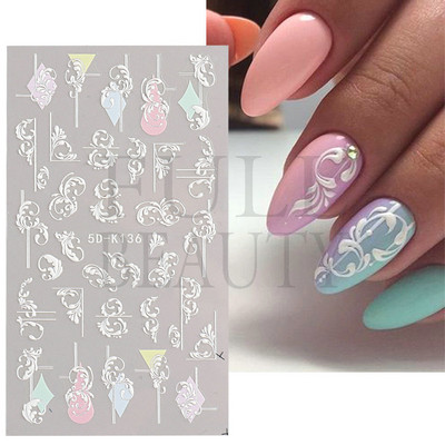 5D nyári virágos köröm dombornyomott matrica elegáns virágos esküvői manikűr design ragasztós csúszka gravírozott körömdísz BESTZ-5D30