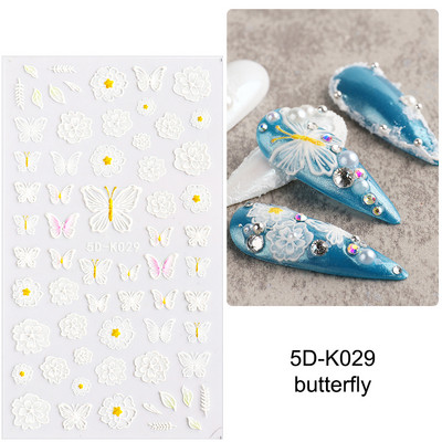 5D nyári virágos köröm dombornyomott matrica elegáns virágos esküvői manikűr design ragasztós csúszka gravírozott körömdísz BESTZ-5D30