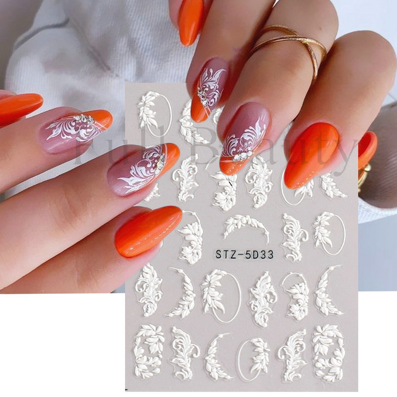 5D nyári virágos köröm dombornyomott matrica elegáns virágos esküvői manikűr design ragasztós csúszka gravírozott körömdísz BESTZ-5D30